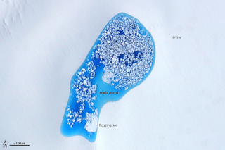 Illustration for article titled Melt Ponds on Ice Sheets Are Chillingly Beautiful